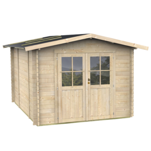 Alce Opera 215x250 – Gerätehaus aus Holz – Mit Fenstern und Doppelflügeltür – 215x250x207 cm