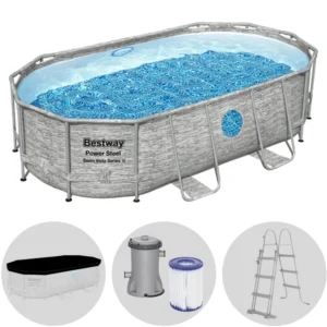 Bestway Power Steel Swim Vista 56714DE - 427x250x100 cm - Ovaler Frame Pool